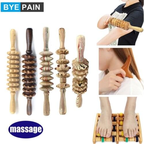 Multi-function Wooden Massage Roller Stick Body Back Legs Foot Muscle Trigger Point Reflexology for Health Care