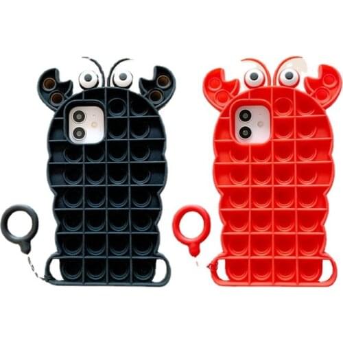 Cute 3D Lobster Shape Soft Silicone Case For iPhone 11 12 Pro X XS MAX XR 6S 7 8 Plus Funny Cartoon Stress Reliever Phone Cover