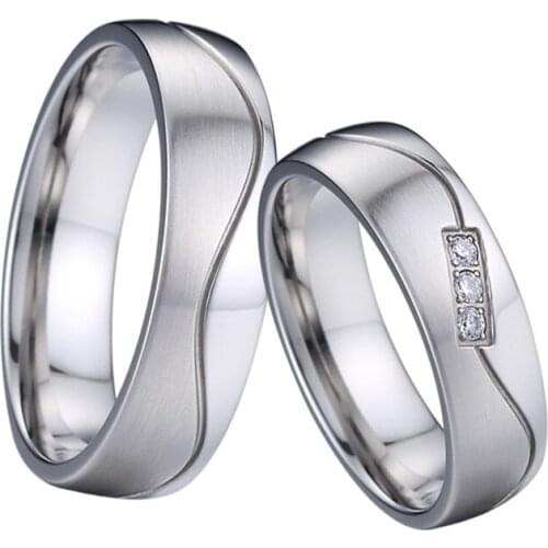 1 Pair Love Alliance Couple Wedding Rings Set For Men And Women Never Fade Silver Color Titanium Jewelry Ring Marriage