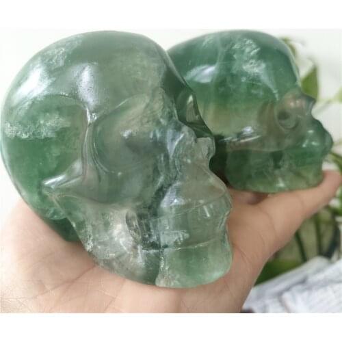2pcs NATURALWATER CLEAR QUARTZ CRYSTAL SKULL CARVING Healing Home Decoration