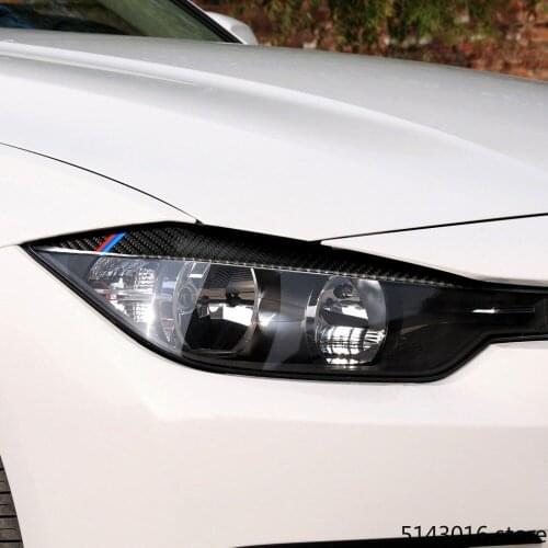New BMW F30 F31 F32 F33 F343 Style 2 Pcs Sticker Carbon Fiber Headlight Eyebrows Eyelid Trim Eye Lid Cover Decoration 2012