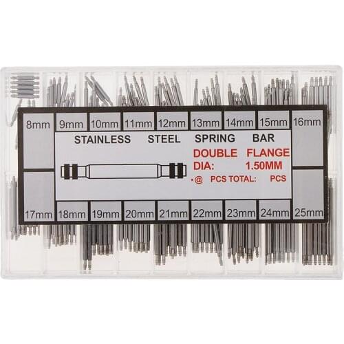 1Box 8mm-25mm Watch Spring Bars Strap Link Pins Stainless Steel Watchmakers Repair Kit Tools