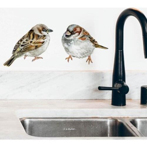 Hand Painted Birds Wall Stickers for Bedroom Fridge Tile Cabinet Animals Wall Decor Vinyl PVC Wall Decals for Home Decor