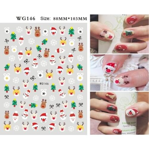 Christmas cartoon Nail Art Decals Decoration Self Adhesive Nail Art Stickers Manicure Design White Snow Sticker for Nail Design