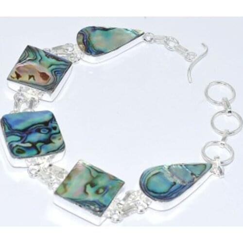Abalone Shell Bracelet Silver Overlay over Copper, 25.3cm , B3364