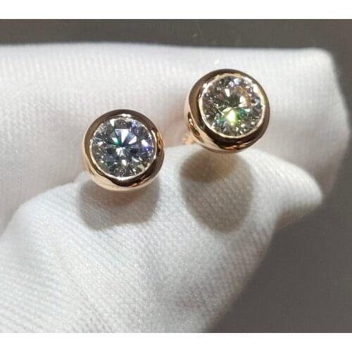 Luxury 18K Rose Gold Studs Earrings DF Color Moissanite Jewelry Engagement Anniversary Bubble earrings