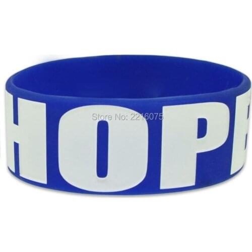 400pcs one inch Blue Pink purple yellow HOPE Awareness silicone wristband rubber bracelets free shipping by DHL express