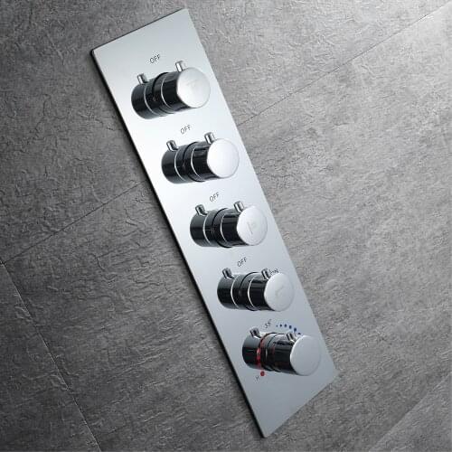 Bathroom Faucet Thermostatic Shower Valve Brass 4/5/6 Functions Chrome Concealed Mixer Wall Bath with Embedded Accessories Tap