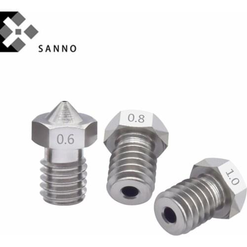 50pcs Stainless steel nozzle 0.2mm - 1mm For E3D-V5 / V6 M6 thread extruder head for 3D printer parts 1.75mm &3mm filament