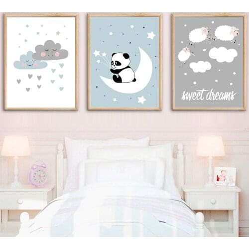 Sheep Panda Cloud Stars Love Moon Alphabt Wall Art Canvas Painting Nordic Posters And Prints Wall Pictures Baby Kids Room Decor