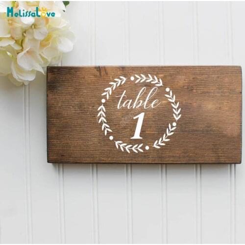 Custom Wedding Table Number Party Decor Sticker Vinyl Waterproof Laurel Wreath Decal Reception Sign B289