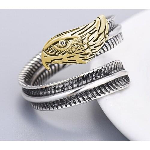 Vintage Eagle Opening Ring Silver Personalized Thai Silver Men Rings Jewelry