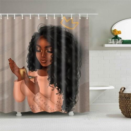 African American Girl Waterproof Shower Curtain Modern Polyester Portrait Bathroom Decor Bath Curtain cortina bano