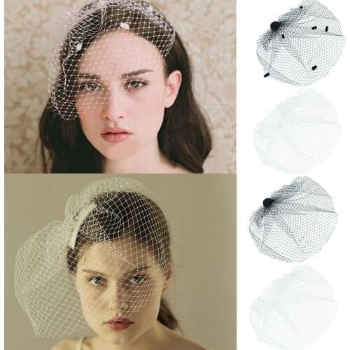 Vintage Elegant Lady Bridal Net Birdcage Veils Black Mesh Polka Accessories Hair Veil Hairpin Dot Face Headdress Fascinator Y6T2