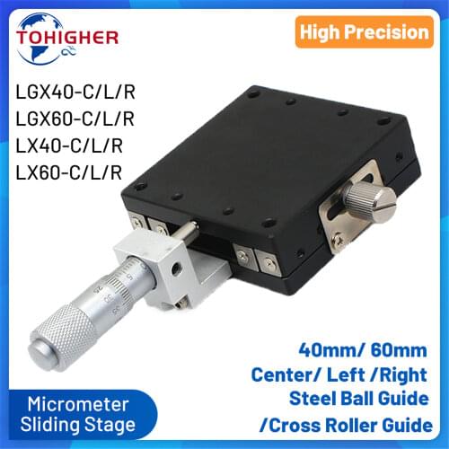 X Axis 40mm 60mm High Precision Micrometer Sliding Stage Mini Platform Manual Displacement Sliding Table LGX40 LGX60 LX40 LX60