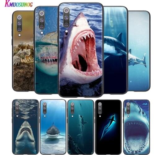 Bright Black Cover Crocodile Shark Mouth For Xiaomi Mi Poco M2 Note 10 9 8 Pro Play Mix 3 F1 Lite 5G Phone Case