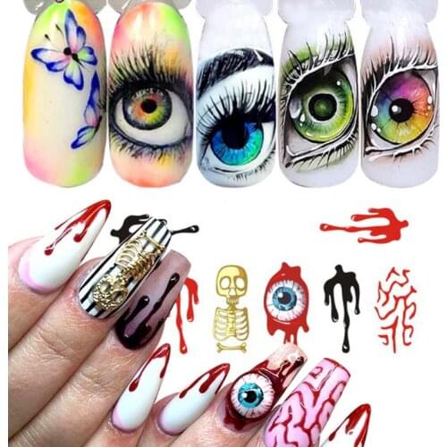 1 Sheet 3D Stickers for Nails Bow Girl Halloween Designs Nail Art Decorations Foil Decals Wraps Manicure Accessories