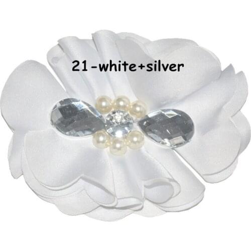 10 pcs/lot ,10.5cm Hand-stitched pearl acrylic drill chiffon flower 20 colors apparel hair fashion hot sale accessories