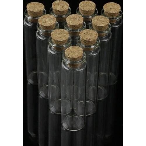10pcs Mini Glass Wish Bottle Vial with Cork Stopper Storage Pendant 20mL L4MB