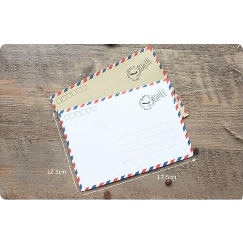 100pcs in/ 175x125mm / 6.8"*4.8" Kraft paper mailer/reto Pattern Edge Air Style Envelope or postcard paper bag free shipping