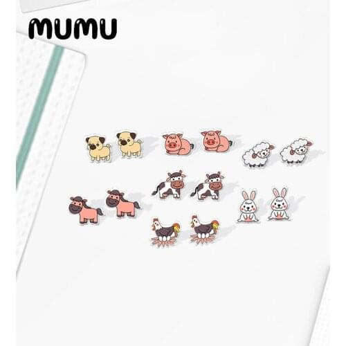 2020 New Dairy Cow Rabbit Sheep Earring Cute Animal Acrylic Earrings Resin Epoxy Jewelrys