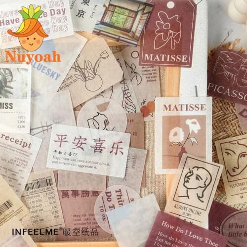 40Pcs Aesthetic Washi Stickers for Journaling Deco Scrapbooking Paper Beautiful Has Come Series Stationary School Supplies