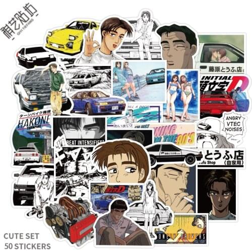 /50Pcs Initial D Japanese Anime Stickers For Decal on Guitar Suitcase Laptop Phone Fridge Motorcycle Car Toys
