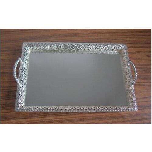 60*40cm large size metal silver tray mtal serving tray decorative serving trays for kitchen storage FT032