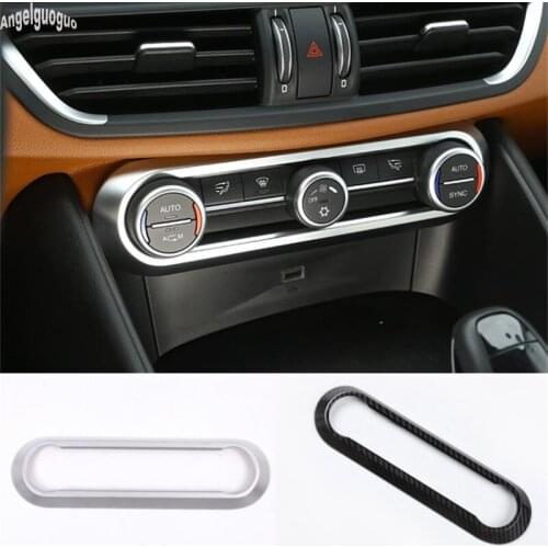 For Alfa Romeo Giulia Stelvio accessories ABS carbon or chrome Style Car Air Conditioning Knob Frame Trim Sticker Car styling