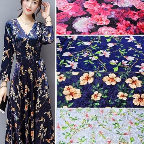 Velvet Dress Print Fabric Cloth Gorgeous Fabric Velvet Pajamas Dress Clothes Glossy Soft Velvet Home Textile Curtain