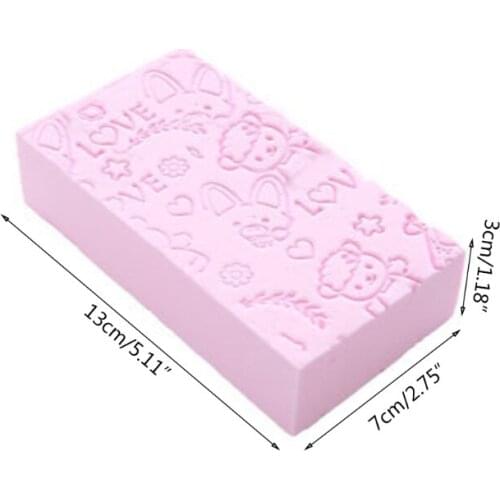 Rectangle Cartoon Print Baby Bath Sponge Scrub Shower Exfoliating Bath Scrubber