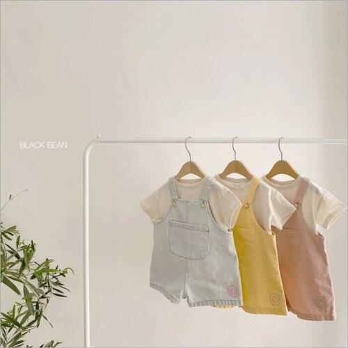 2021 new boys girls denim overalls summer cotton fashion babys pants