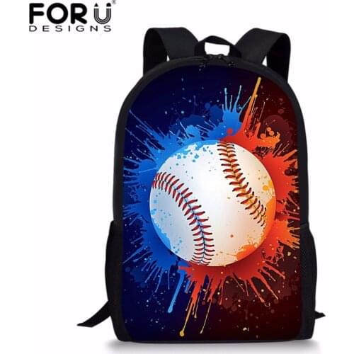 FORUDESIGNS 16inch Baseballs Bookbag Girls School Bags Big Capacity School Backpack Polyester Satchel Kids Book Bag Mochila