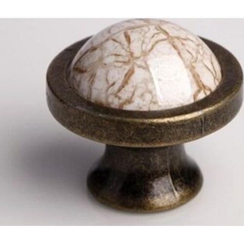 38mm gold crack ceramic drawer cabinet knob bronze dresser cupboard door pull rustico retro furniture handles antique brass knob