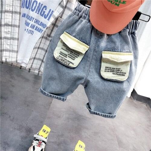 Summer Toddler Boys Denim Shorts Casual Letter Pocket Jeans For Boy 2 3 4 5 6 Years Baby Kids Pants Children Shorts High Quality