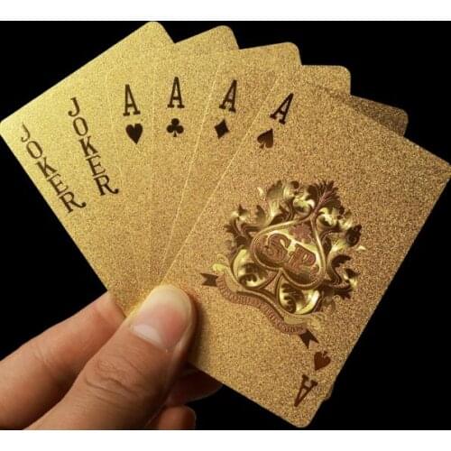 Golden Playing Cards Deck Gold Foil Poker Set Magic Card 24K Gold Plastic Foil Poker Durable Waterproof Cards Magic