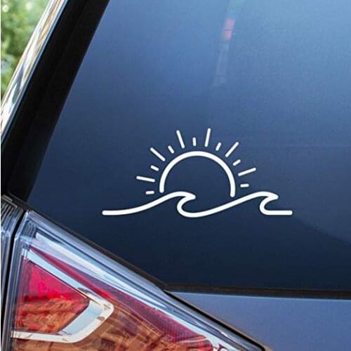 Funny Beach Sun Wave stickers for Car accessories window bumper Decal sticker laser 7inch