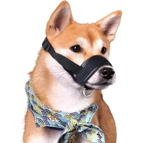 Dog Muzzle Nylon Soft Padding Adjustable Loop Black for Small, Medium and Large Dogs Anti Biting, Chewing, Breathable
