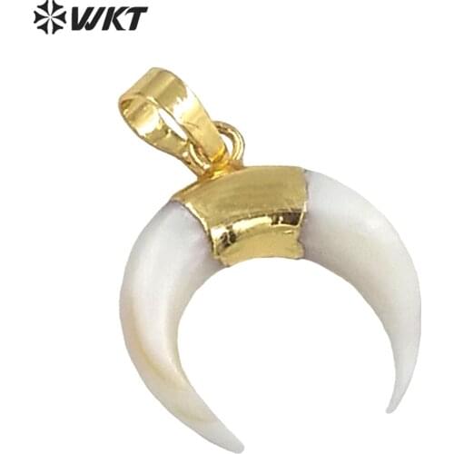 WT-P960 WKT Wholesale 5pcs/lot 20mm Horn Pendant for Jewelry Making,natural shell crescent pendant gold top jewelry