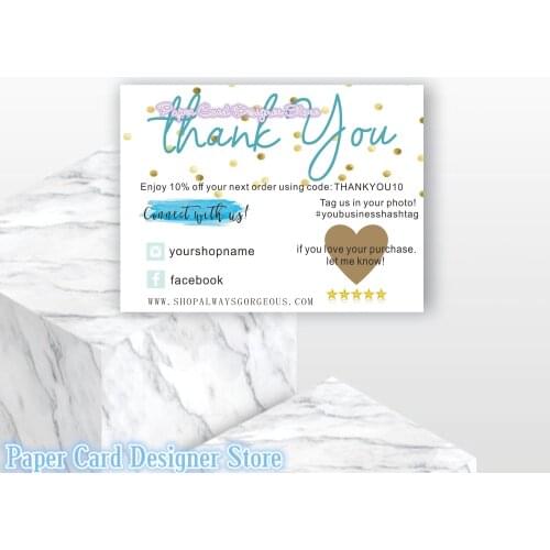 Personalize Blush and Pink Thank You Card, Card Seller, Business Thank You Card, Thank You For Your Purchase Card