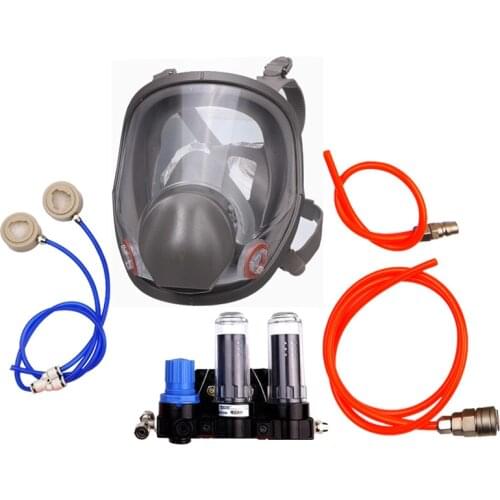 3-In-1 6800 Full Face Mask Chemcial Function Supplied Air Fed Safety Respirator System for Painting Formaldehyde Dustproof