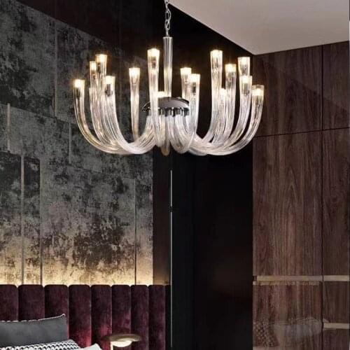Post-Modern Simple Living Room U Shaped Glass Chandelier Italian Designer Light Luxury Bedroom Personality Art Lamp ZR58D68
