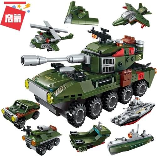 Enlighten Building Block Military Battle Army Land Force Amphibious Panzer 361pcs MOC Educational Brick-Without Original Box
