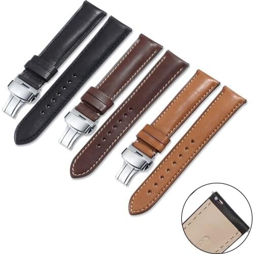 Watch Band Strap Quick Release Leather Strap 20mm 22mm Men Women Bracelet Butterfly Deployment Buckle Smart Watch Accessories