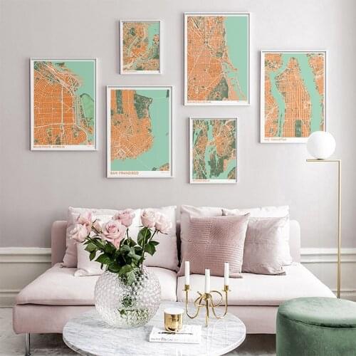 Rome London Paris Tokyo City Map Posters and Prints Wall Art Canvas Painting Nordic Modern Pictures for Living Room Home Decor