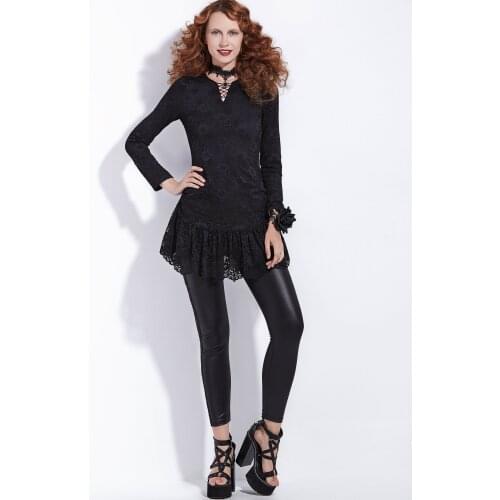 Rosetic Gothic Black Shirt Lace Blouse Women Bandage Top Sexy Lace Up Long Tops OL Casual Female Long Sleeve Hollow Out Shirts