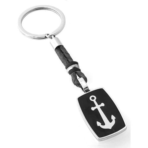 Runda 2020 Men Fashion Leather KeyChain Pendants Stainless Steel Key Ring Bag Jewellery