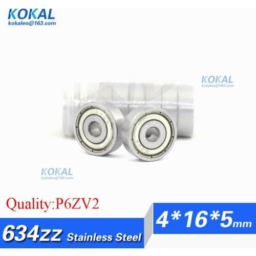 [S634RS-P6]Free Shipping 10pcs high quality ABEC-7 Stainless Steel 440C domestic refrigerator ball bearing S634RS S634 4*16*5mm