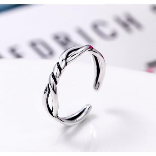 S925 Sterling Silver Rings for Engagement Wedding Fine Jewelry Gift Double Twine Bridal Ring Open Size 925 Silver Ring for Women