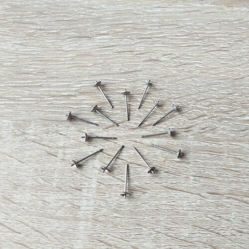 Wholesale 20pcs/Lot Pure Titanium Stud Earring Post Finding Cupped Pad for Holding Pearl Gemston DIY Jewelry Making Accessories
